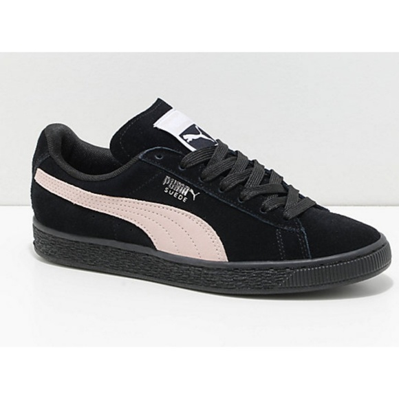 puma black & pink suede classic trainers